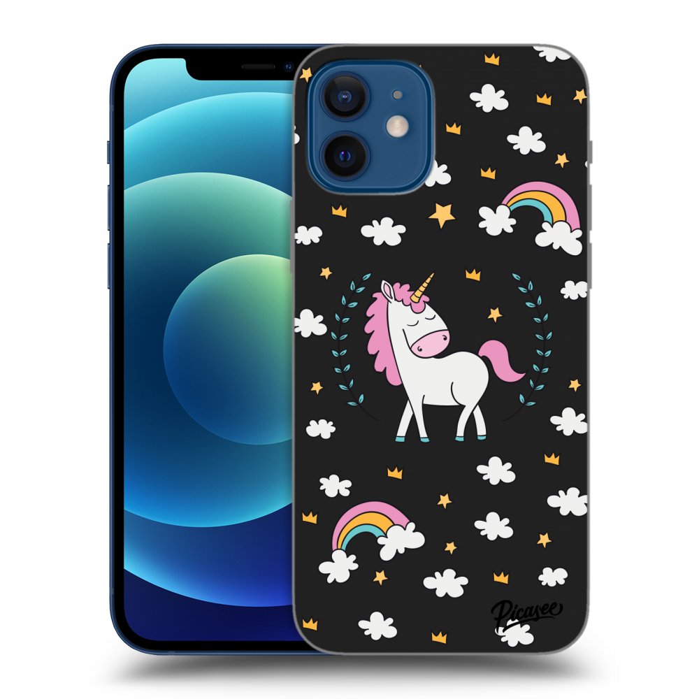 Picasee silikónový čierny obal pre Apple iPhone 12 - Unicorn star heaven