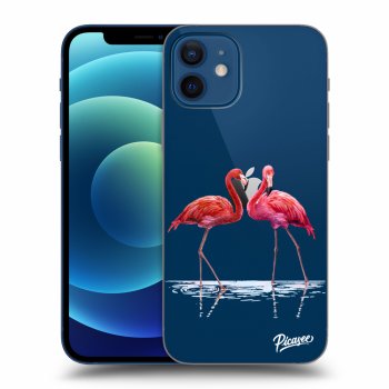 Picasee silikónový prehľadný obal pre Apple iPhone 12 - Flamingos couple