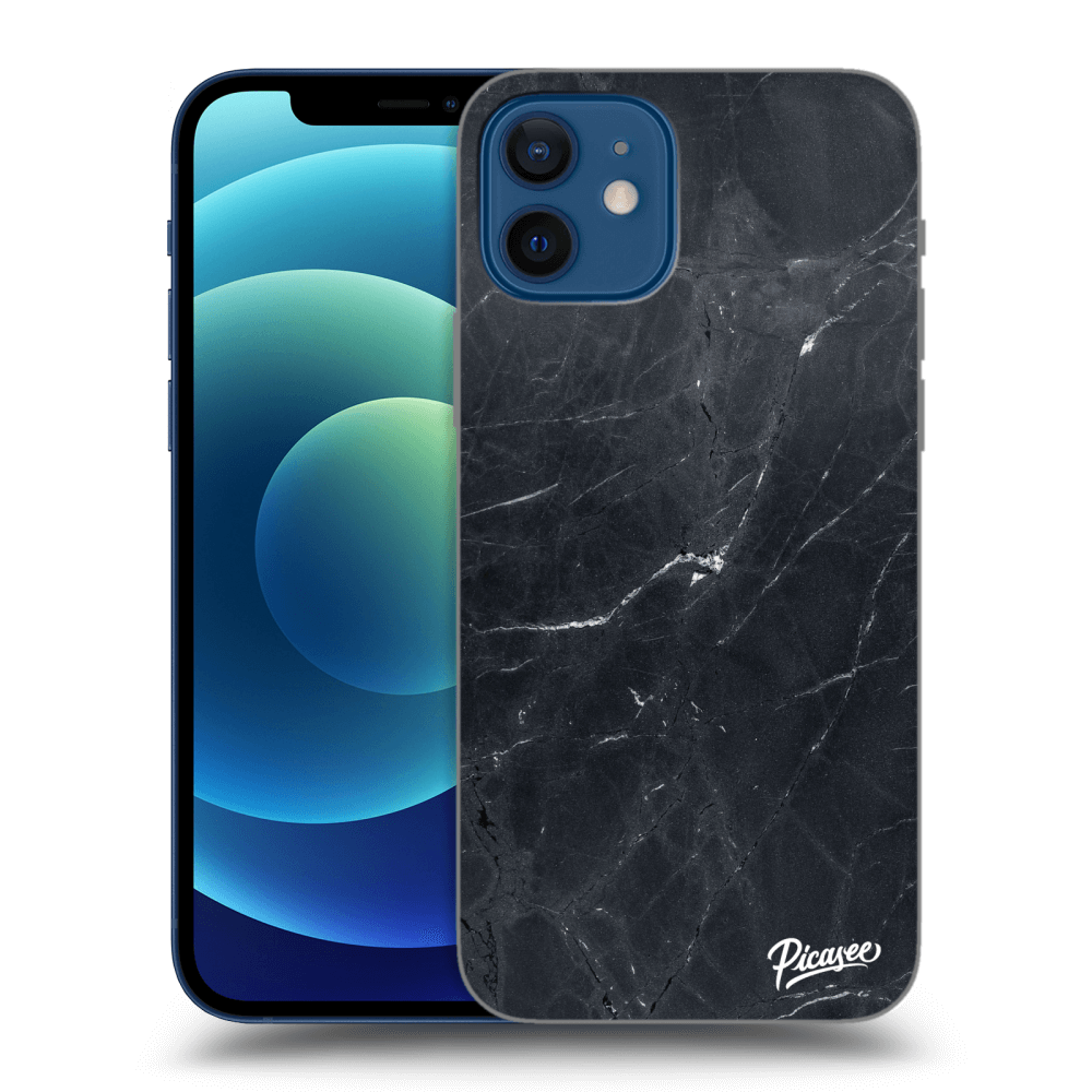 Picasee silikónový prehľadný obal pre Apple iPhone 12 - Black marble