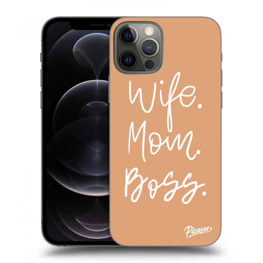 Picasee silikónový prehľadný obal pre Apple iPhone 12 Pro - Boss Mama