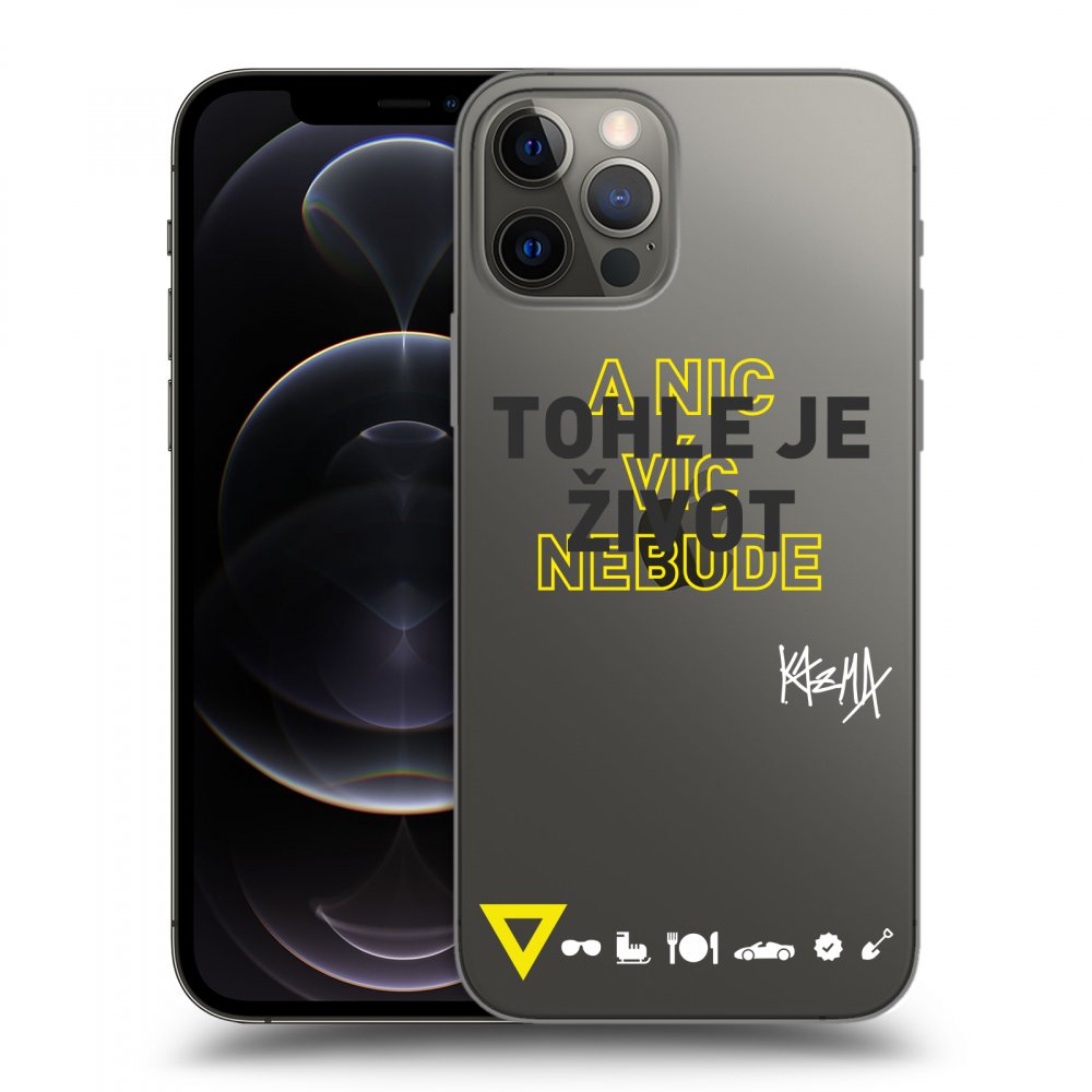 Picasee silikónový prehľadný obal pre Apple iPhone 12 Pro - Kazma - TOHLE JE ŽIVOT A NIC VÍC NEBUDE