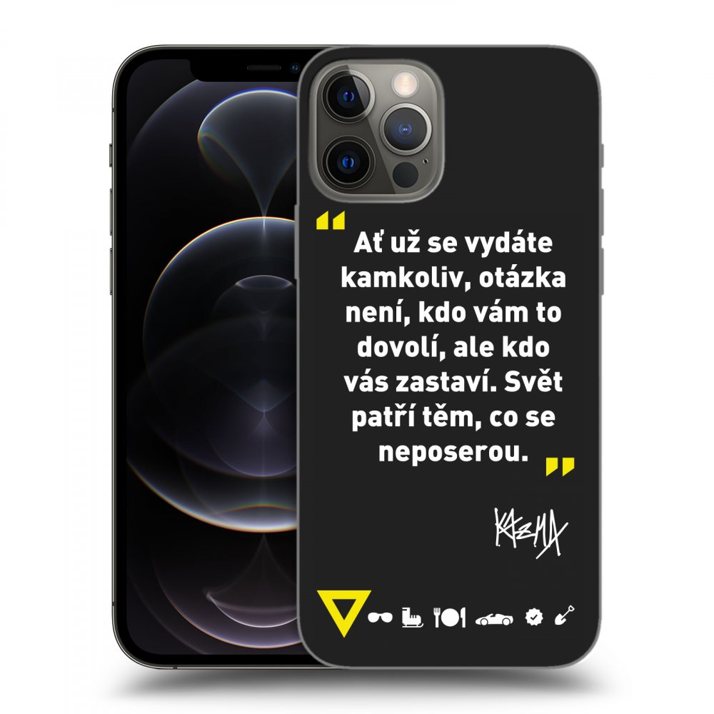 Picasee silikónový čierny obal pre Apple iPhone 12 Pro - Kazma - SVĚT PATŘÍ TĚM, CO SE NEPOSEROU