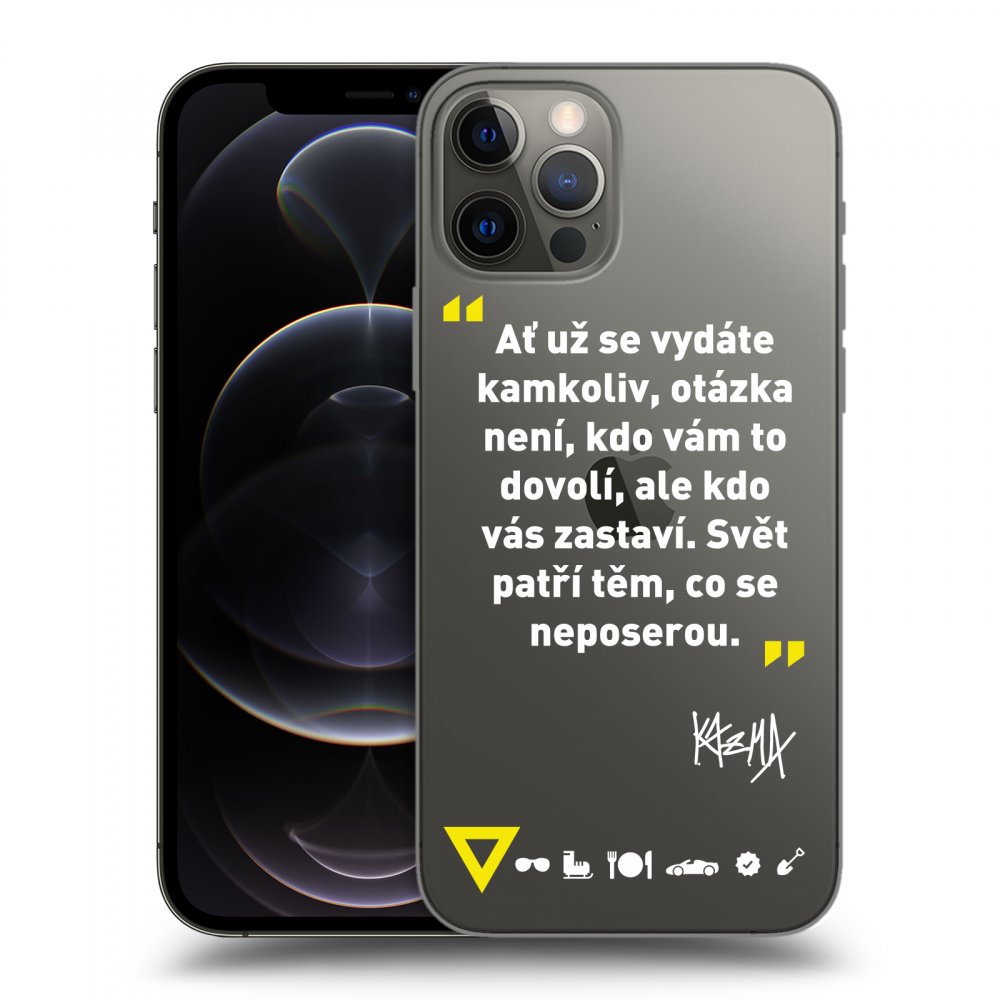 Picasee silikónový prehľadný obal pre Apple iPhone 12 Pro - Kazma - SVĚT PATŘÍ TĚM, CO SE NEPOSEROU