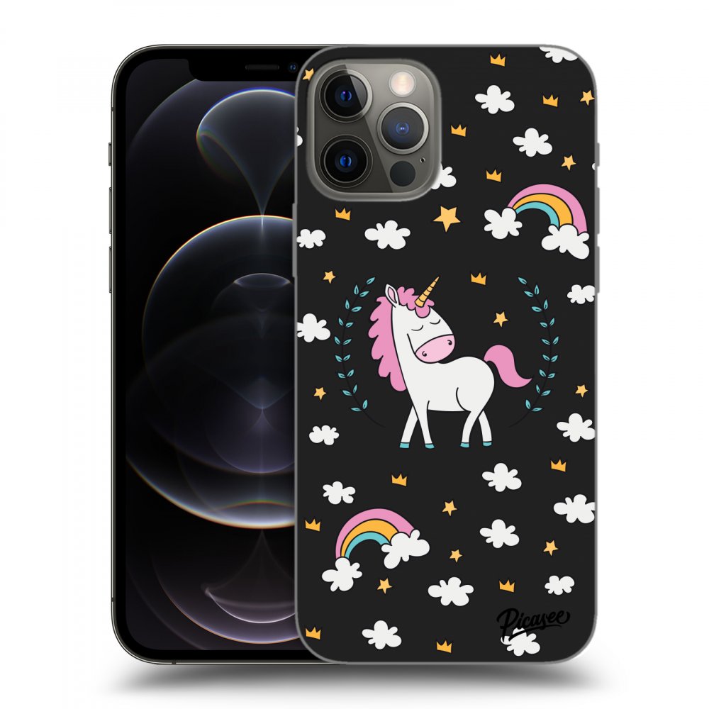 Picasee silikónový čierny obal pre Apple iPhone 12 Pro - Unicorn star heaven