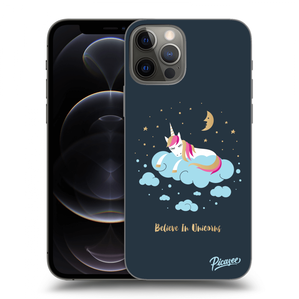 Picasee silikónový čierny obal pre Apple iPhone 12 Pro - Believe In Unicorns