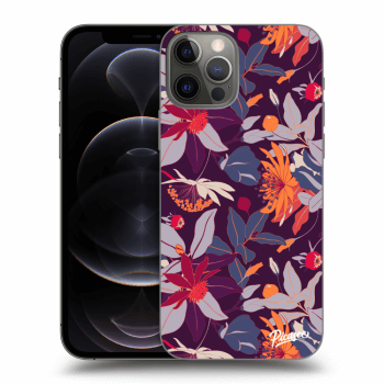 Picasee silikónový čierny obal pre Apple iPhone 12 Pro - Purple Leaf