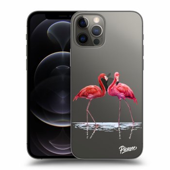 Picasee silikónový prehľadný obal pre Apple iPhone 12 Pro - Flamingos couple