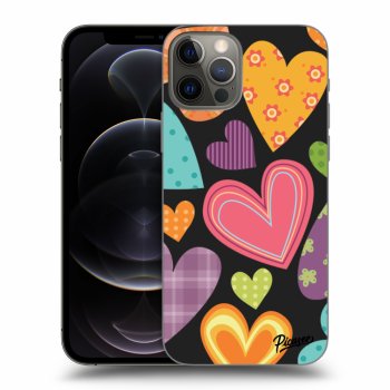 Picasee silikónový čierny obal pre Apple iPhone 12 Pro - Colored heart