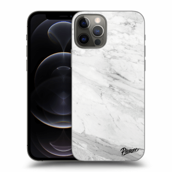 Picasee silikónový čierny obal pre Apple iPhone 12 Pro - White marble