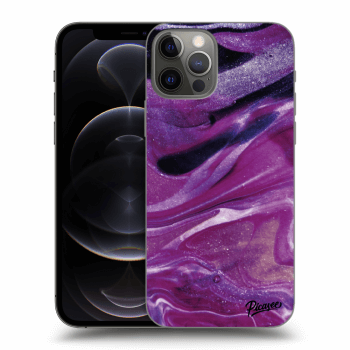 Picasee silikónový prehľadný obal pre Apple iPhone 12 Pro - Purple glitter
