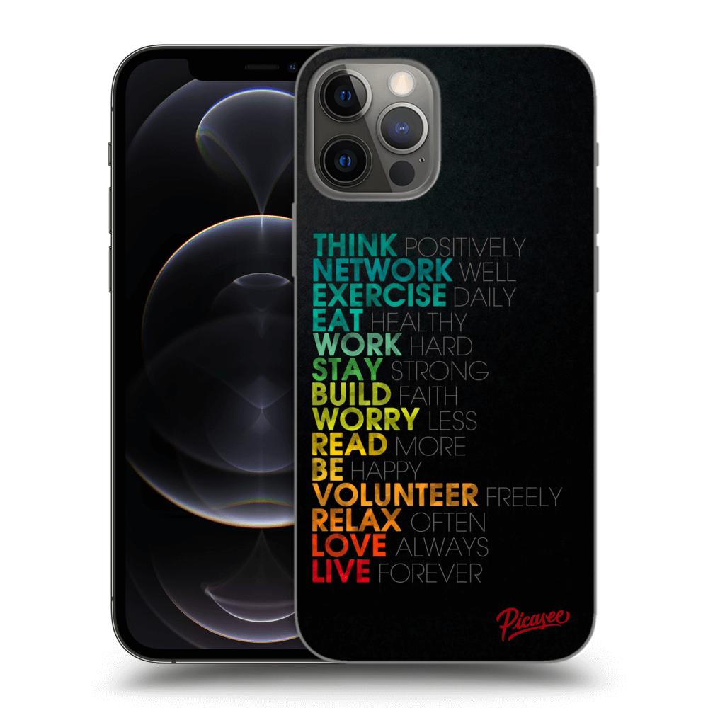 Picasee silikónový čierny obal pre Apple iPhone 12 Pro - Motto života