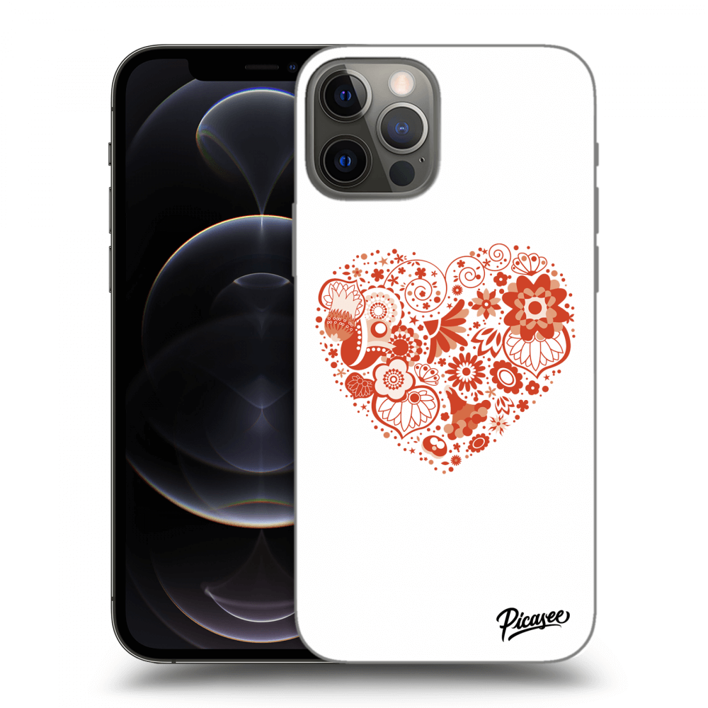 Picasee silikónový čierny obal pre Apple iPhone 12 Pro - Big heart