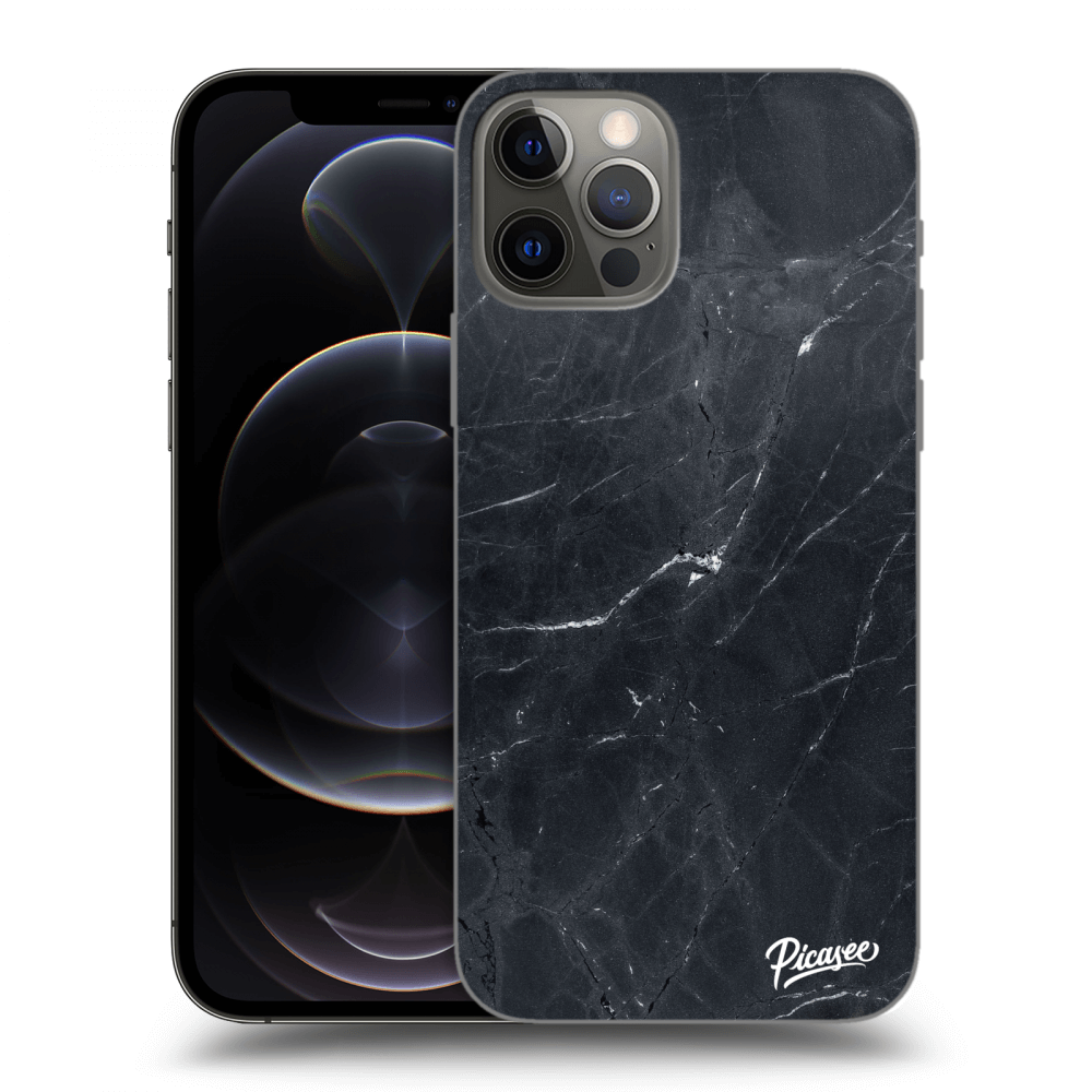 Picasee silikónový prehľadný obal pre Apple iPhone 12 Pro - Black marble