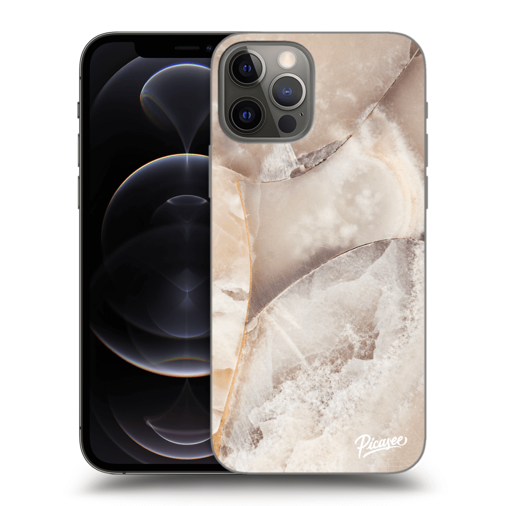 Picasee silikónový čierny obal pre Apple iPhone 12 Pro - Cream marble