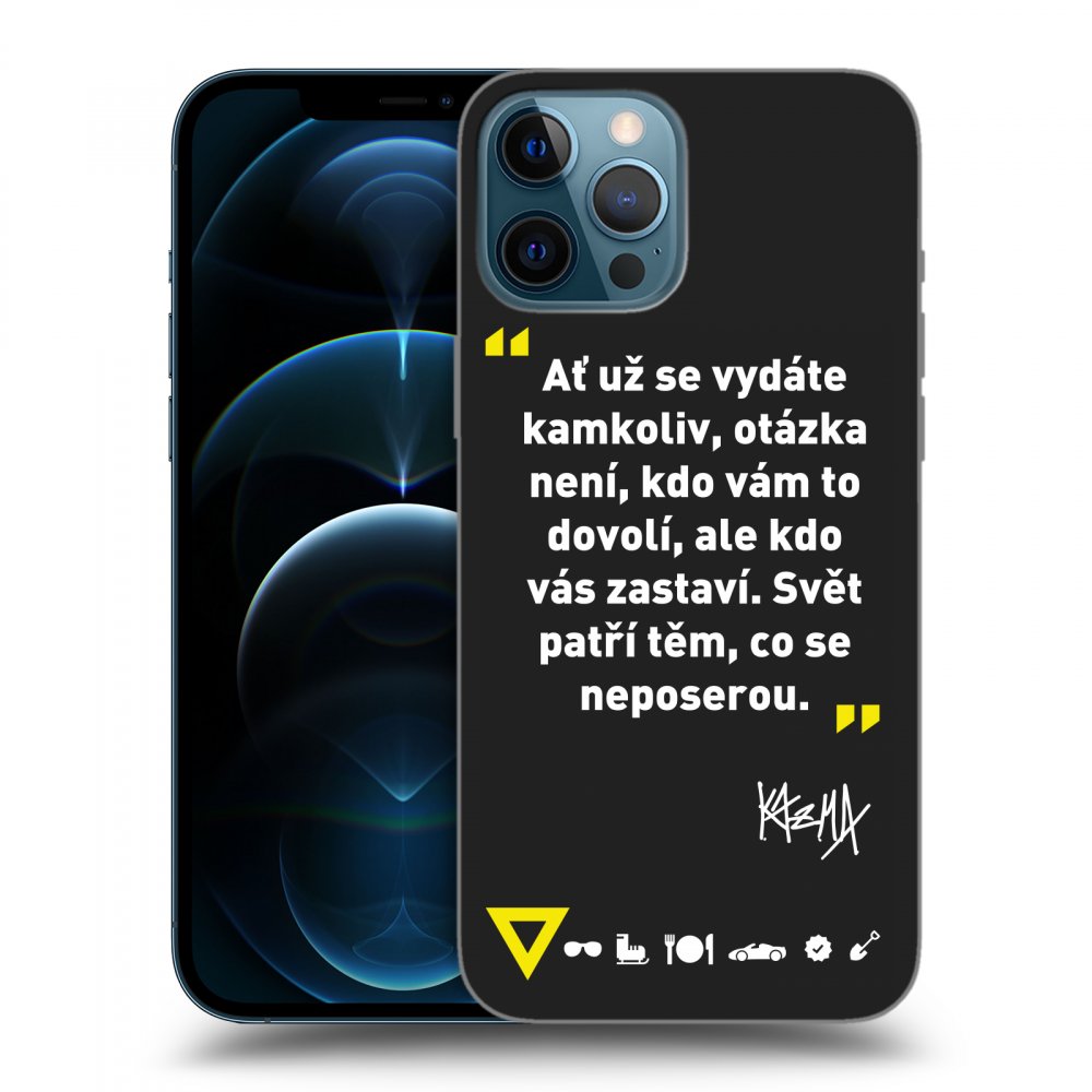 Picasee silikónový čierny obal pre Apple iPhone 12 Pro Max - Kazma - SVĚT PATŘÍ TĚM, CO SE NEPOSEROU
