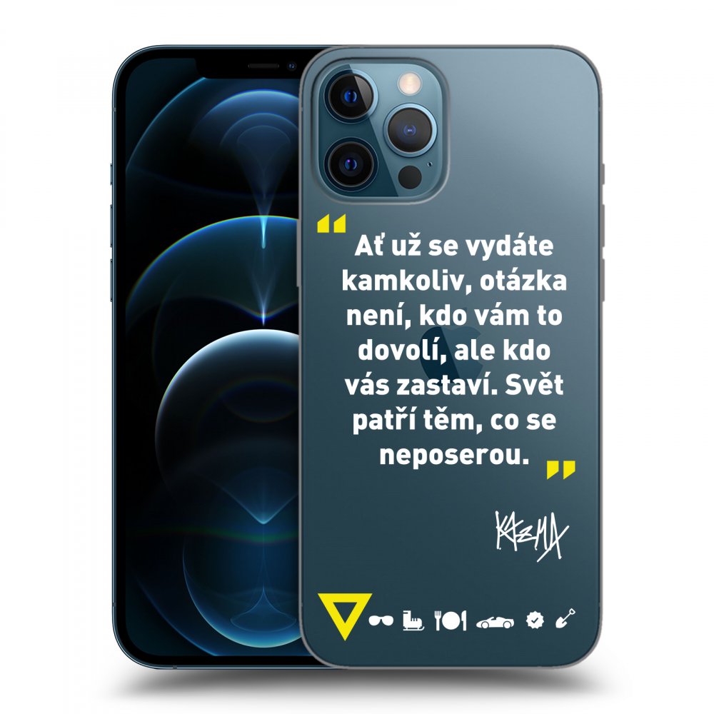 Picasee silikónový prehľadný obal pre Apple iPhone 12 Pro Max - Kazma - SVĚT PATŘÍ TĚM, CO SE NEPOSEROU