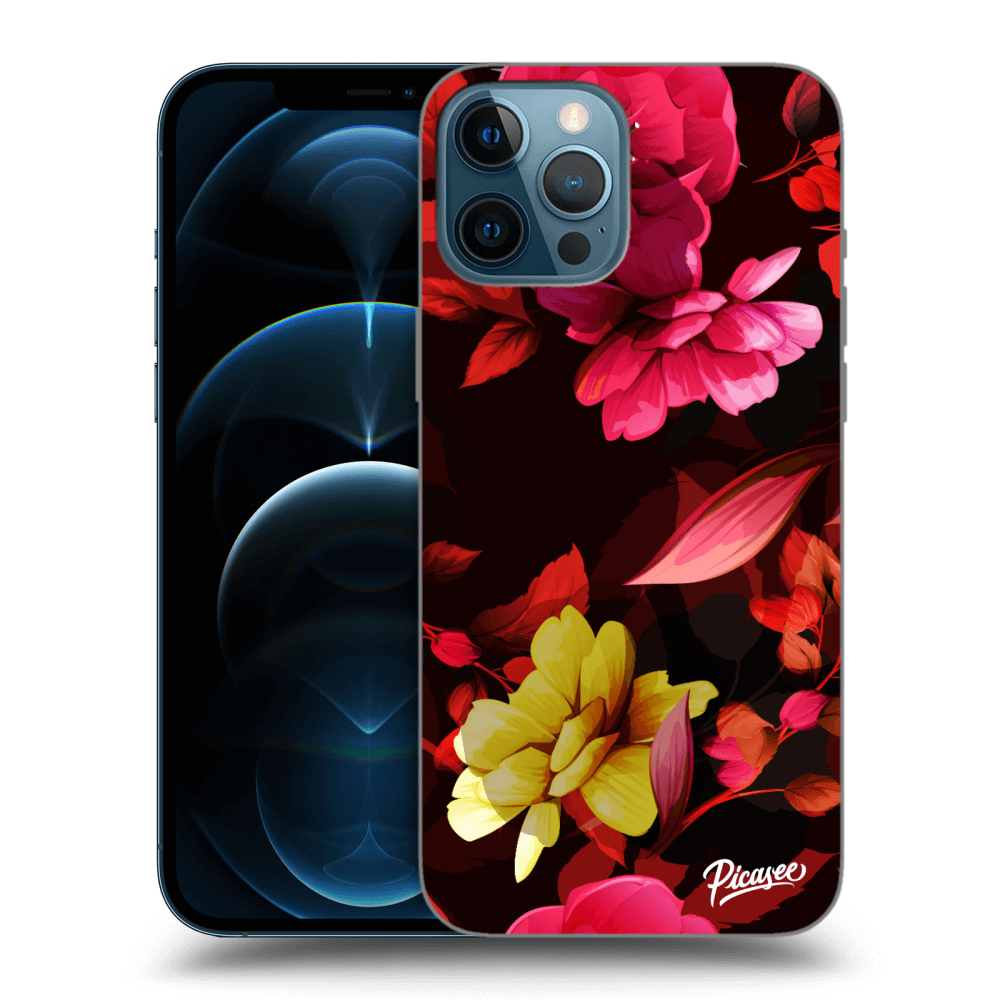 Picasee silikónový čierny obal pre Apple iPhone 12 Pro Max - Dark Peonny