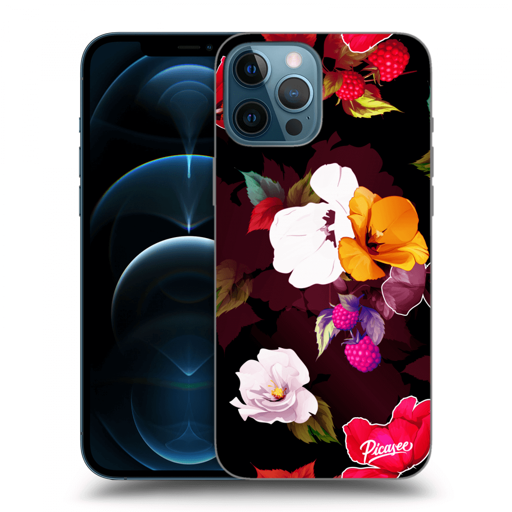 Picasee silikónový čierny obal pre Apple iPhone 12 Pro Max - Flowers and Berries