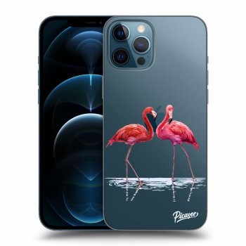 Picasee silikónový prehľadný obal pre Apple iPhone 12 Pro Max - Flamingos couple