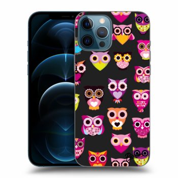 Picasee silikónový čierny obal pre Apple iPhone 12 Pro Max - Owls