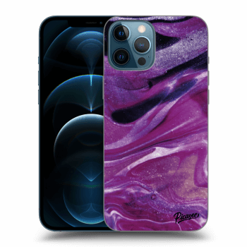 Picasee silikónový čierny obal pre Apple iPhone 12 Pro Max - Purple glitter