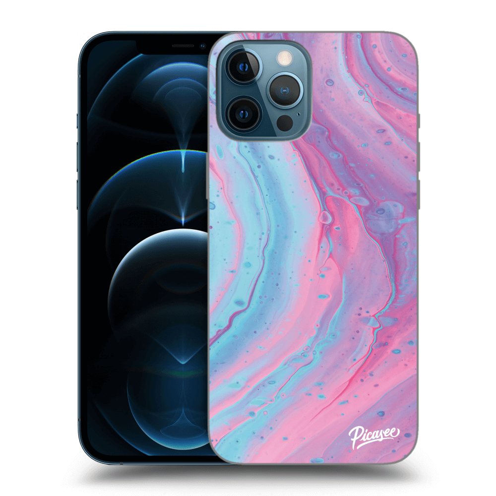 Picasee silikónový čierny obal pre Apple iPhone 12 Pro Max - Pink liquid