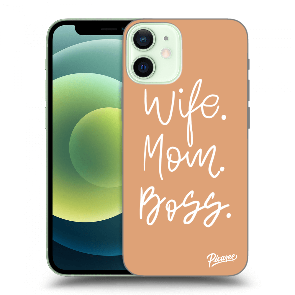 Picasee silikónový prehľadný obal pre Apple iPhone 12 mini - Boss Mama