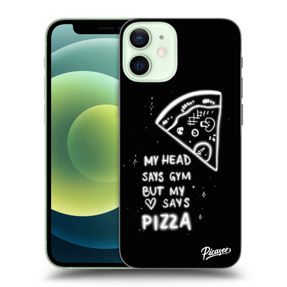 Picasee silikónový čierny obal pre Apple iPhone 12 mini - Pizza