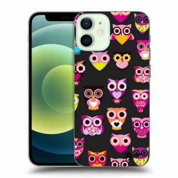Picasee silikónový čierny obal pre Apple iPhone 12 mini - Owls