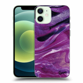 Picasee silikónový čierny obal pre Apple iPhone 12 mini - Purple glitter