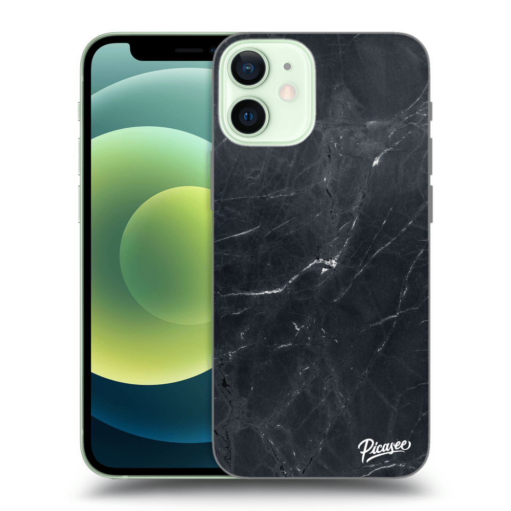Picasee silikónový prehľadný obal pre Apple iPhone 12 mini - Black marble