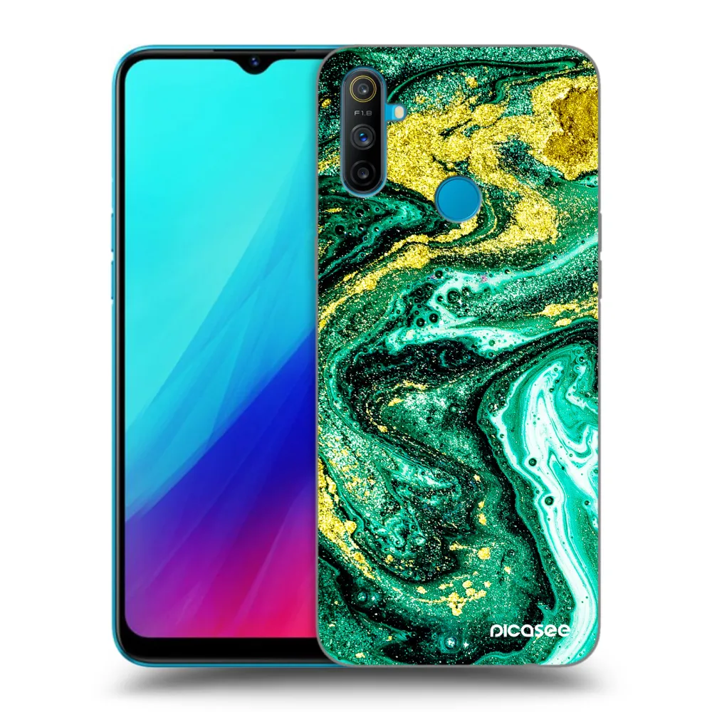 Picasee silikónový čierny obal pre Realme C3 - Green Gold