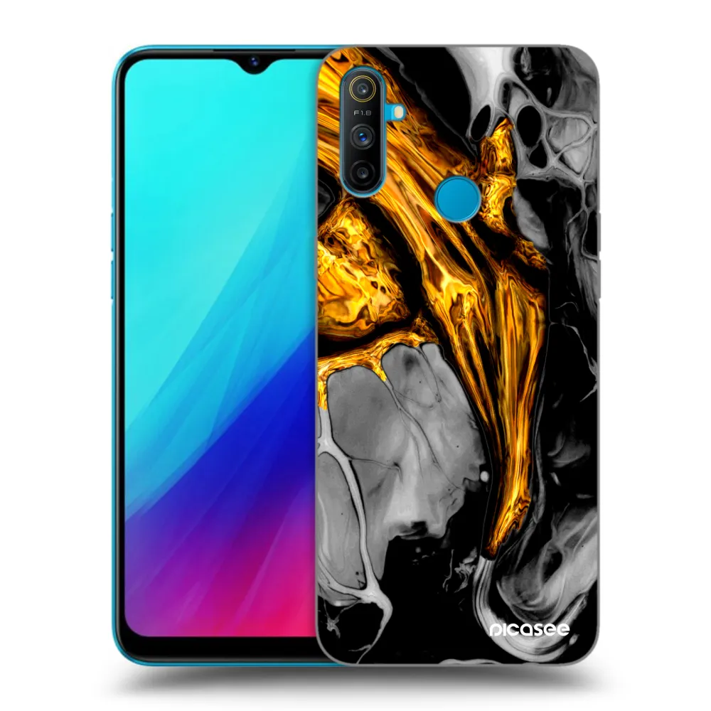 Picasee silikónový čierny obal pre Realme C3 - Black Gold