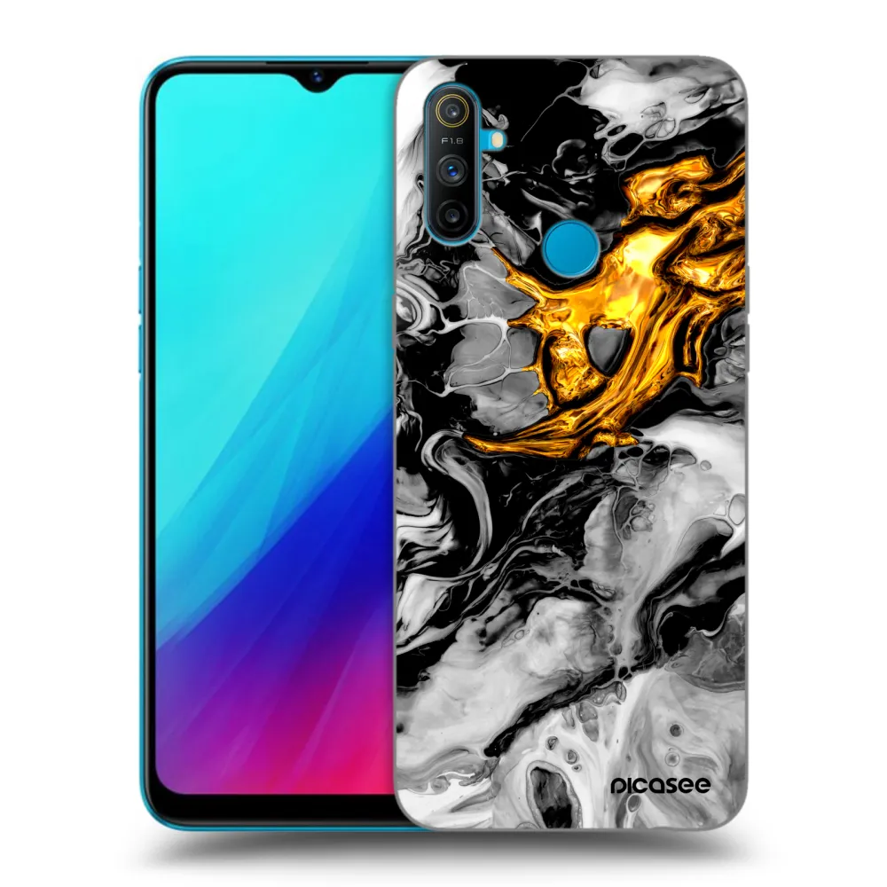 Picasee silikónový čierny obal pre Realme C3 - Black Gold 2