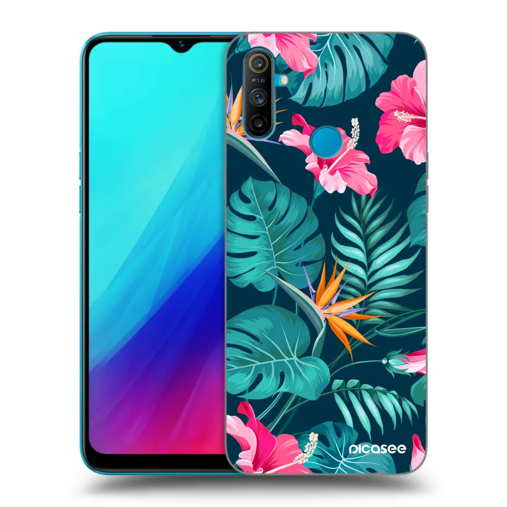 Picasee silikónový čierny obal pre Realme C3 - Pink Monstera