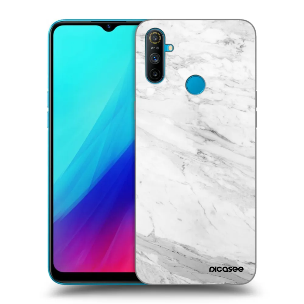 Picasee silikónový čierny obal pre Realme C3 - White marble