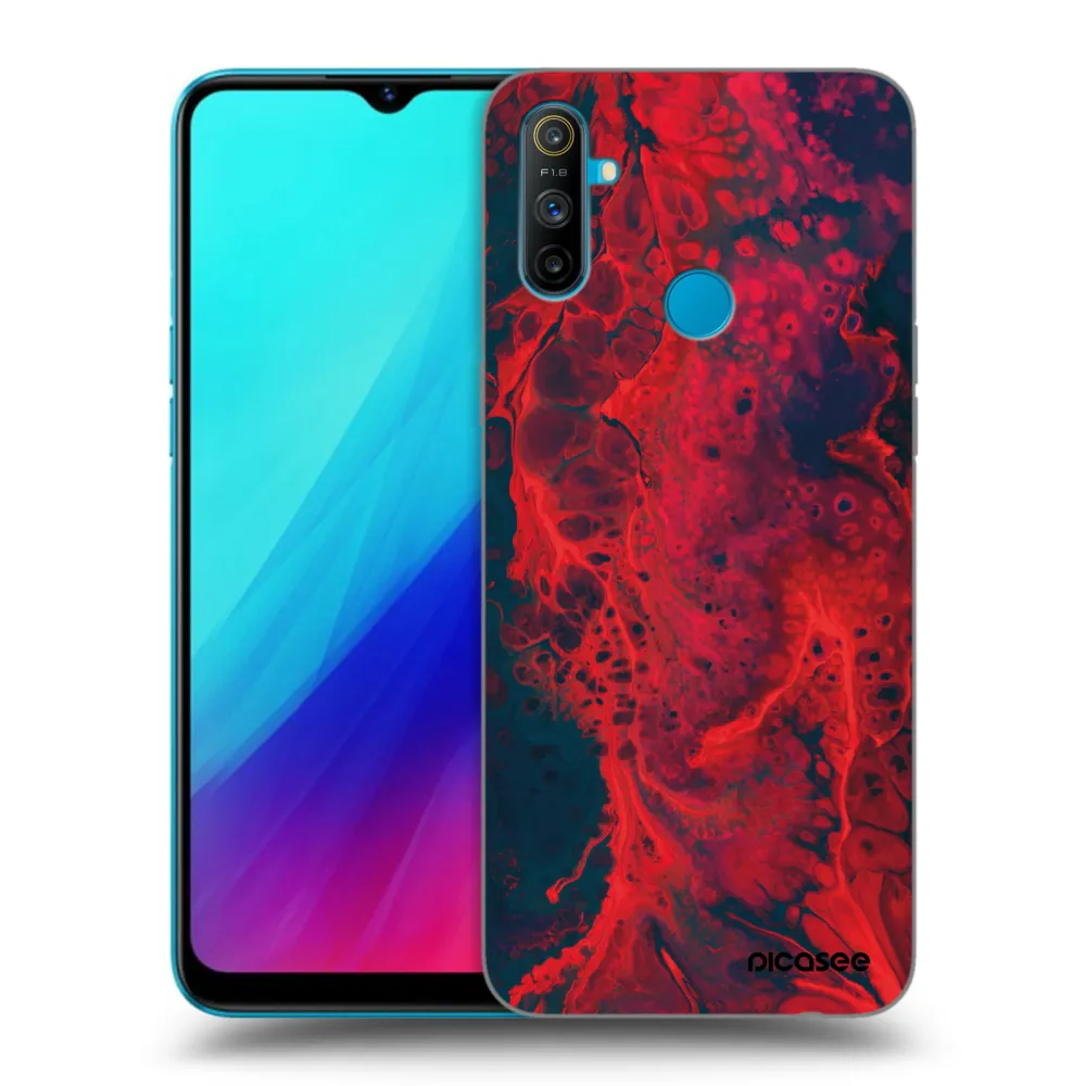 Picasee silikónový čierny obal pre Realme C3 - Organic red
