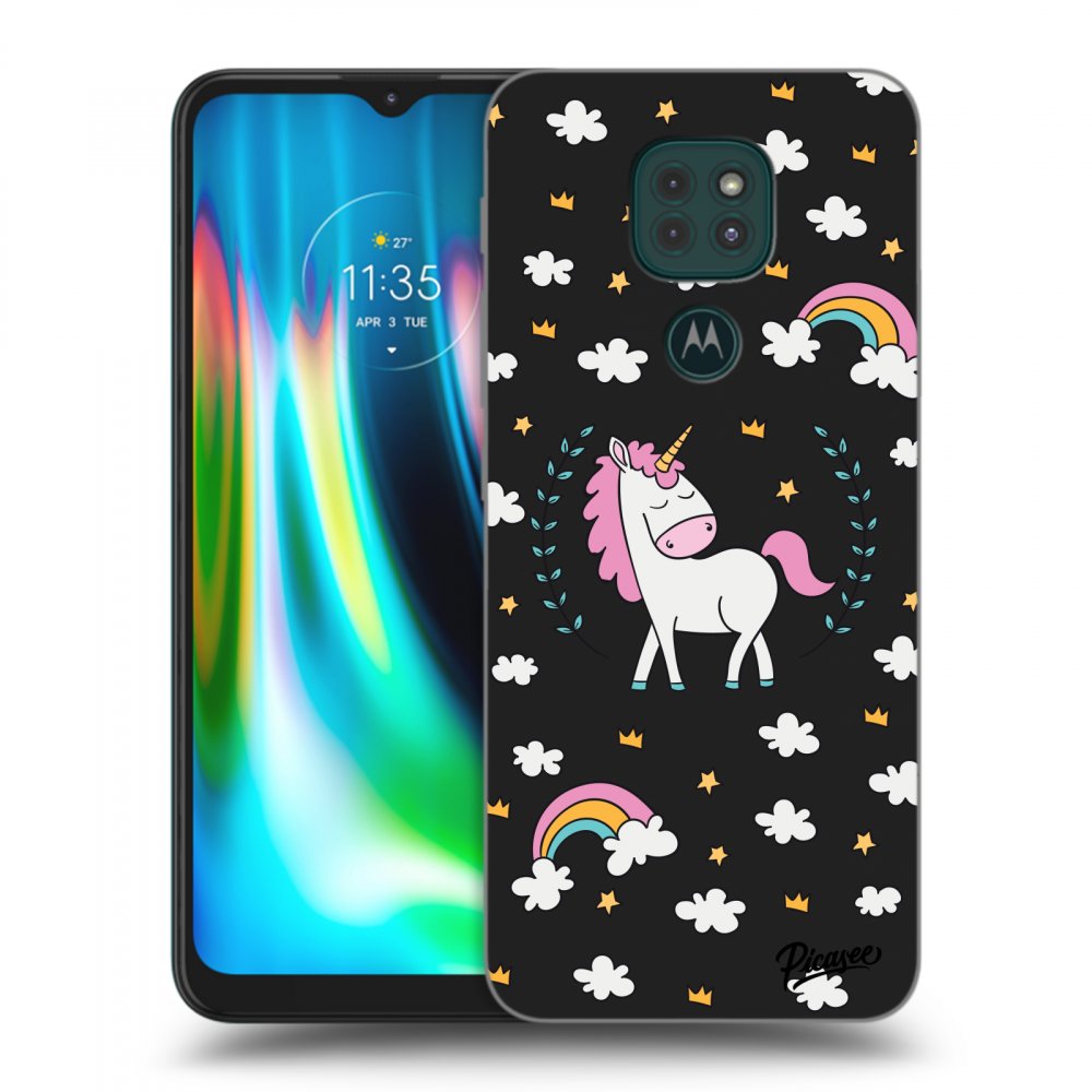 Picasee silikónový čierny obal pre Motorola Moto G9 Play - Unicorn star heaven