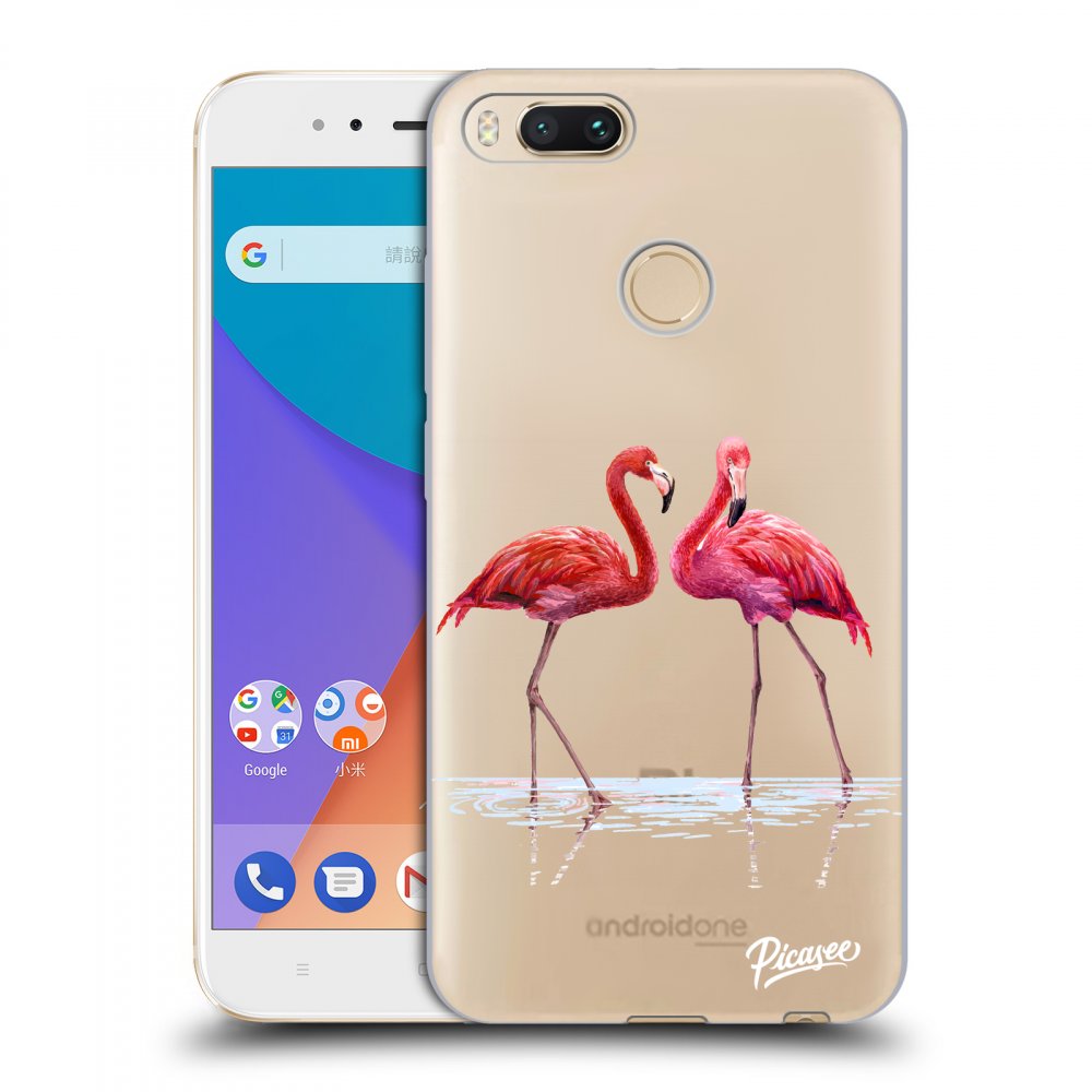 Picasee silikónový prehľadný obal pre Xiaomi Mi A1 Global - Flamingos couple