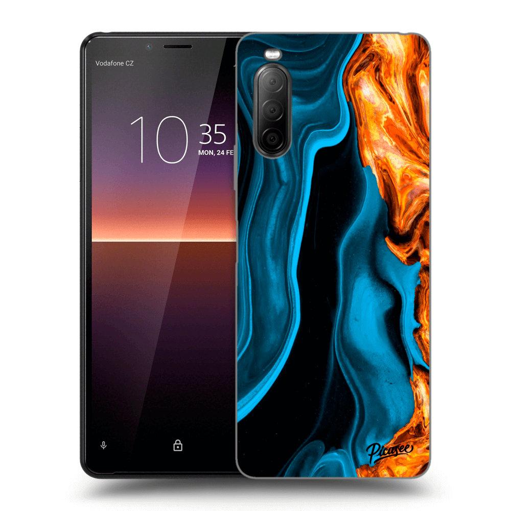 Picasee silikónový čierny obal pre Sony Xperia 10 II - Gold blue