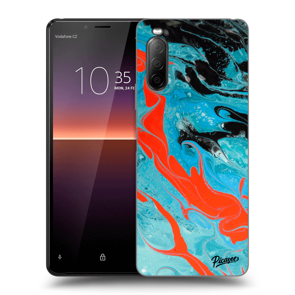 Picasee silikónový čierny obal pre Sony Xperia 10 II - Blue Magma