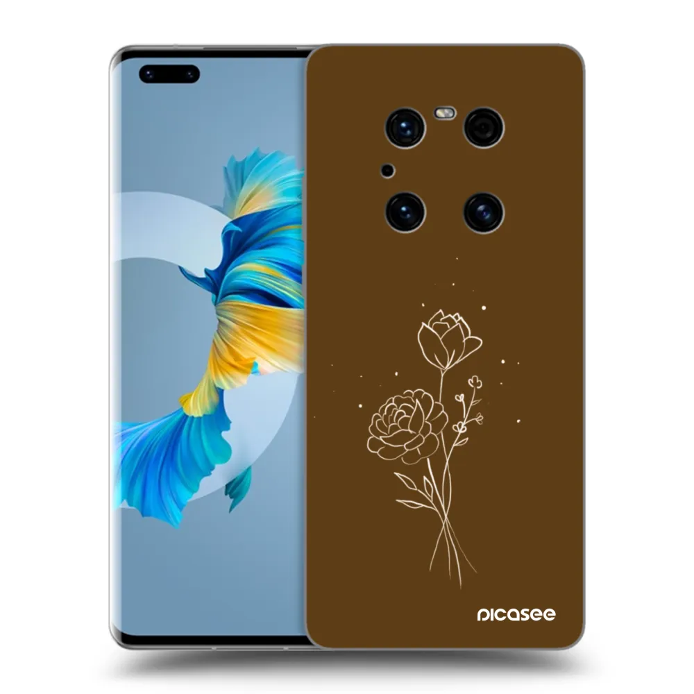 Silikónový prehľadný obal pre Huawei Mate 40 Pro - Brown flowers