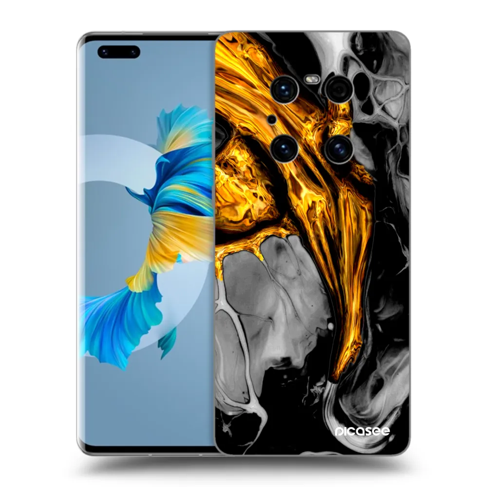 Silikónový prehľadný obal pre Huawei Mate 40 Pro - Black Gold
