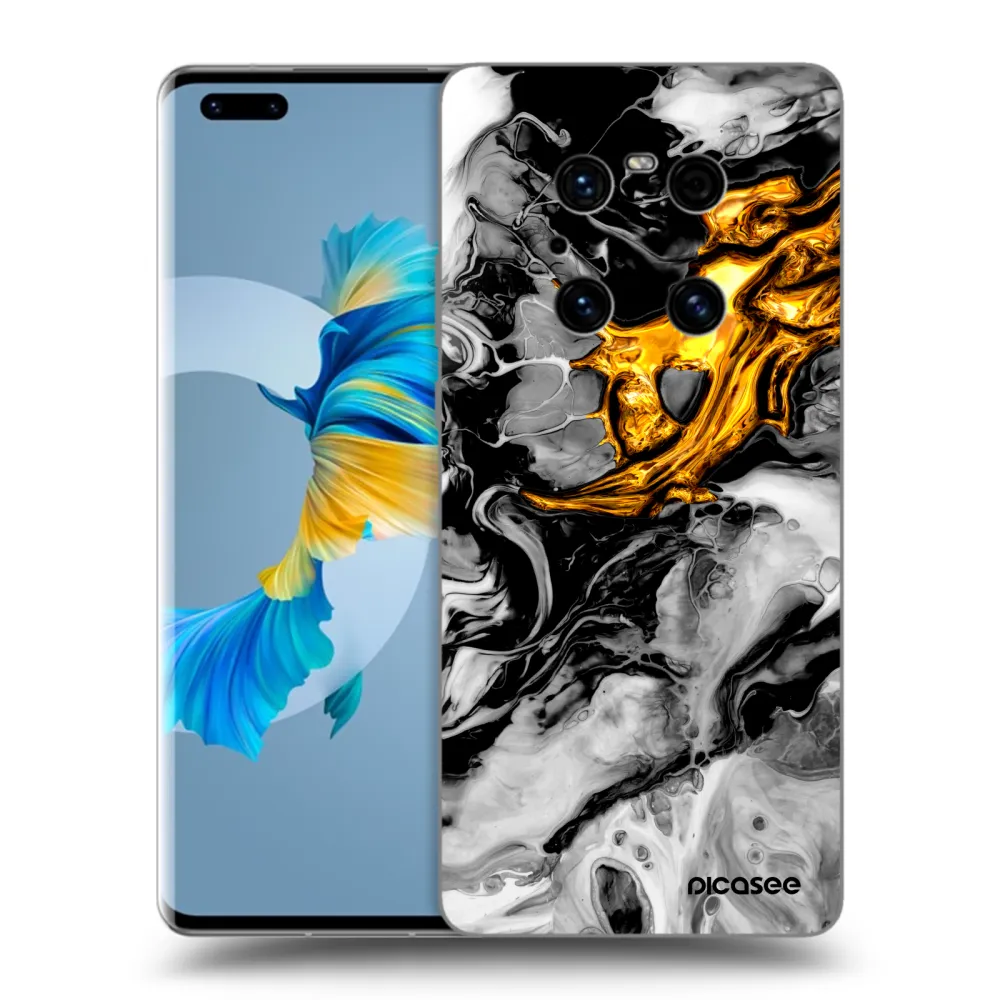 Silikónový prehľadný obal pre Huawei Mate 40 Pro - Black Gold 2