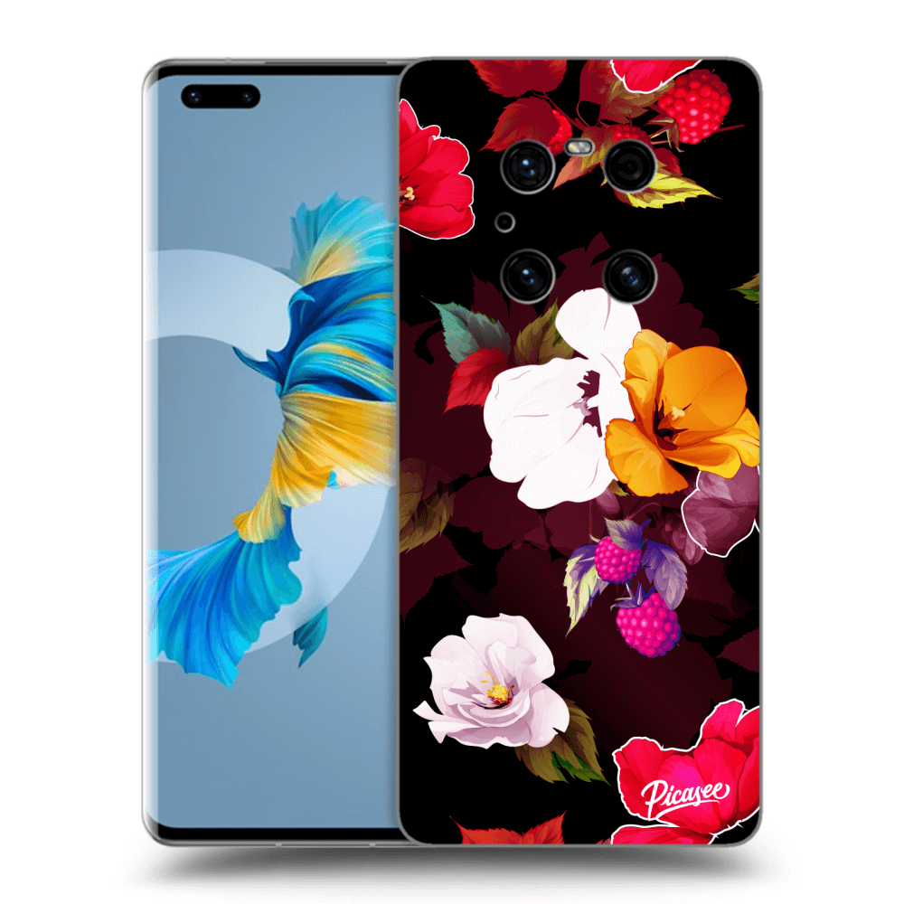Picasee silikónový čierny obal pre Huawei Mate 40 Pro - Flowers and Berries