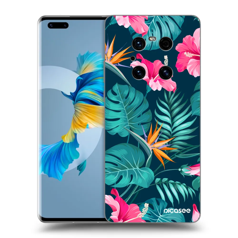 Picasee silikónový čierny obal pre Huawei Mate 40 Pro - Pink Monstera