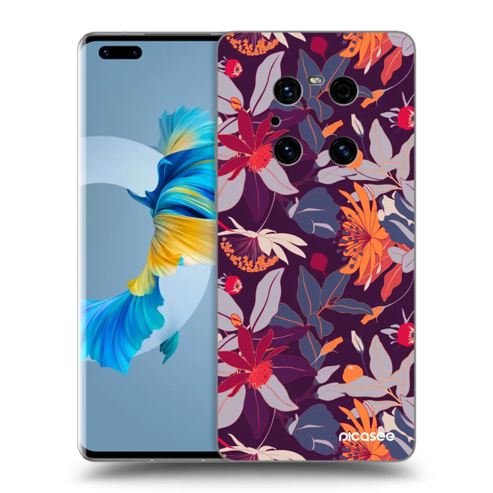 Silikónový prehľadný obal pre Huawei Mate 40 Pro - Purple Leaf