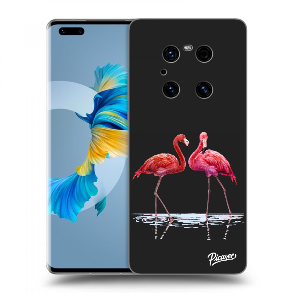 Picasee silikónový čierny obal pre Huawei Mate 40 Pro - Flamingos couple