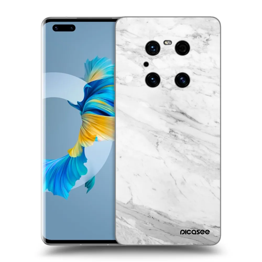 Silikónový prehľadný obal pre Huawei Mate 40 Pro - White marble