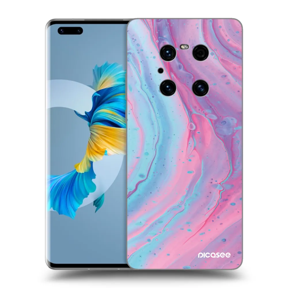 Silikónový prehľadný obal pre Huawei Mate 40 Pro - Pink liquid